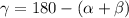 \gamma=180-(\alpha+\beta)