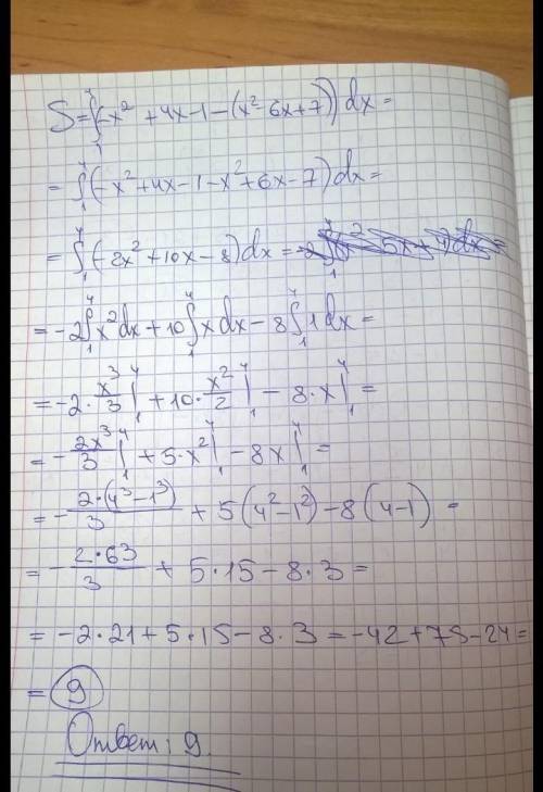 Вычислить площадь фигуры ограниченную заданными параболами: y=3x^2+4x-19 y=2x^2+6x+5 Решите с черте