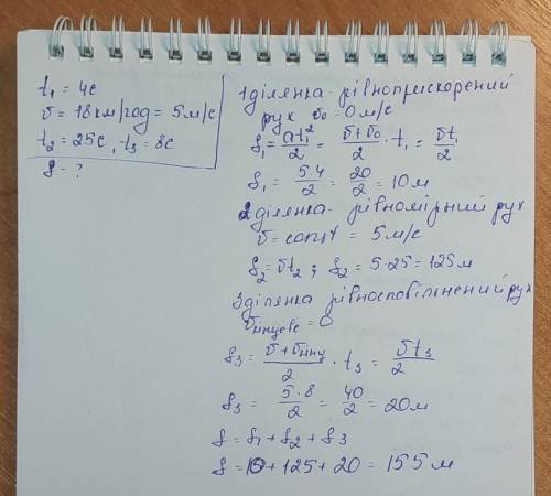 Автобус начинает своё движение от остановки и за 4 с увеличивает свою скорость до 18 км/ч. Затем 25