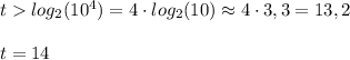 t log_2(10^4)=4\cdot log_2(10)\approx4\cdot 3,3=13,2\\\\t=14