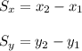 S_x=x_2-x_1\\\\S_y=y_2-y_1