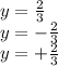 y = \frac{2}{3} \\ y = - \frac{2}{3} \\ y = + \frac{2}{3}