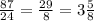 \frac{87}{24} = \frac{29}{8} = 3 \frac{5}{8}