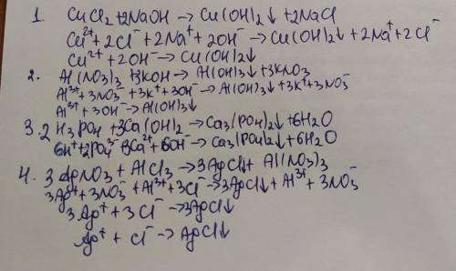 Запишите молекулярные, ионные и краткие ионныеуравнения следующих химических реакций:​