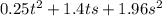 0.25t^2+1.4ts+1.96s^2