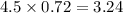 4.5 \times 0.72 = 3.24