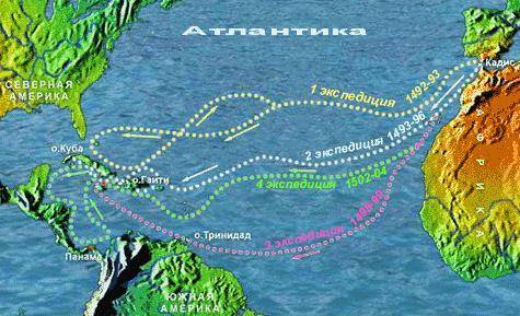 Что открыл Христофор Колумб в 1492-1504 гг.?