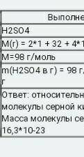 Определить относительную молекулярную массу молекулы серной кислоты.