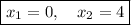 \boxed {x_1 =0,~~~x_2=4}