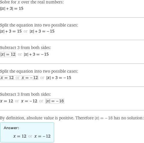 |3 + |x|| = 15 сделайте