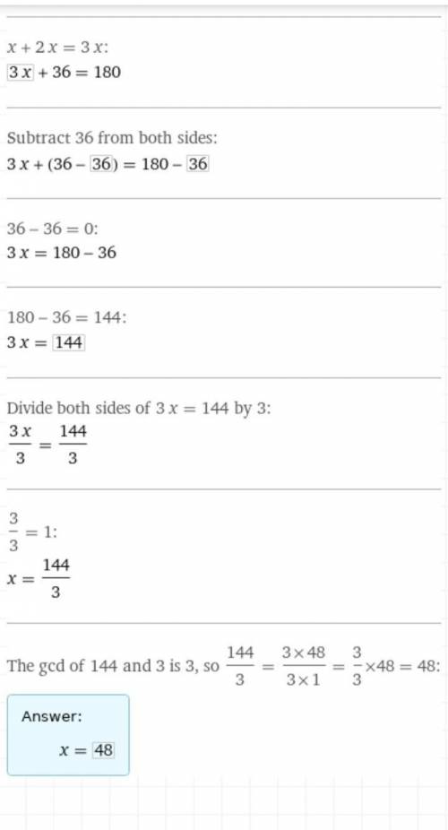 (x+18)×2+x=180решите