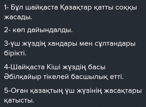 Қазақтардың аныракай шайкасында жениске жетуинин 5 себебі​