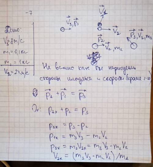 Граната, летевшая горизонтально со скоростью 8 м/с, разорвалась на две части массами 0,1 кг и 1 кг.