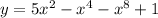 y = 5 {x}^{2} - {x}^{4} - {x}^{8} + 1