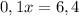 0,1x = 6,4