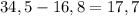 34,5-16,8=17,7