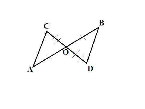 Отрезки CD и AB пересекаются в точке O так что CO=OD, AO=OB, докажите что CAO=DBO