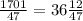 \frac{1701}{47} = 36 \frac{12}{47}