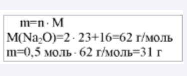 РАСЧИТАЙТЕ массу 0,5 моль оксида натрия?​