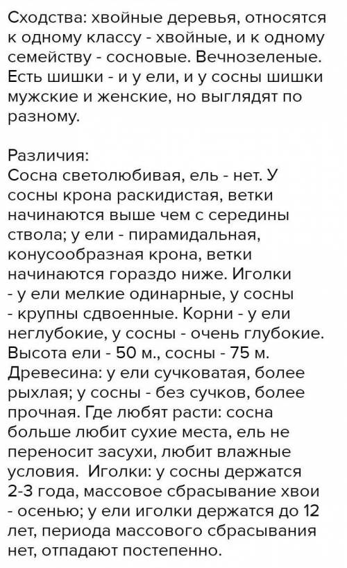 Сделай вывод о сходстве и различии хвои и шишек хвойных растений.​