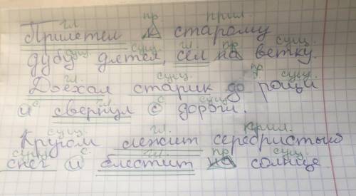 Спиши предложения подчеркни подлежащее и сказуймое в каждом предложении обозначь части речи