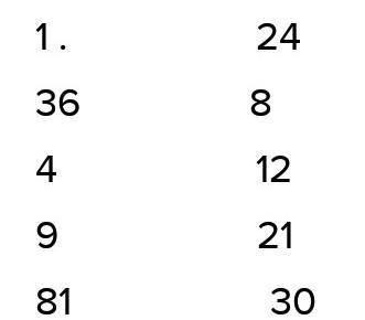 Распредели числа 36,4.24,9,8,12,30.45,81,21 в два столбика Числа,которые можно представить в виде пр