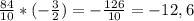 \frac{84}{10} * (-\frac{3}{2}) = -\frac{126}{10} = -12,6