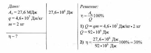 даю 25 ББ Задача 1. Определить КІД двигателя автомобиля, которому для выполнения работы 27,6 МДж пот