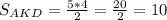 S_{AKD}=\frac{5*4}{2}=\frac{20}{2} =10