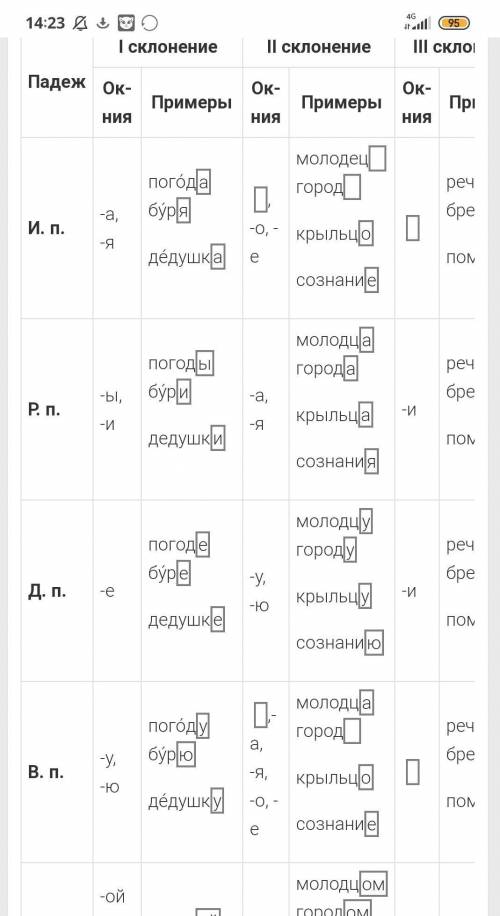 25 слов на тему окончания имён сущ. не из ИНТЕРНЕТА