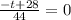 \frac{-t+28}{44} = 0