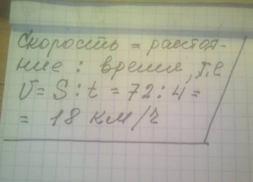 Найдите скорость велосипедиста, если он проехал 72 км за 4 ч