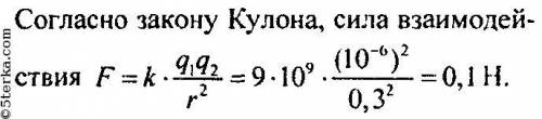 1. Найти величину каждого из двух одинаковых точечных зарядов, действующих на расстоянии 30 см в воз