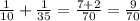 \frac{1}{10} + \frac{1}{35} = \frac{7 + 2}{70} = \frac{9}{70}