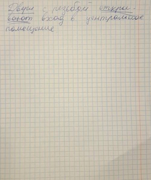 Двери с резьбой открывают вход в центральное помещение.Выпиши из текста выделенное предложения. Подч