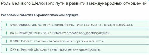 Роль Великого Шелкового пути в развитии международных отношений Расположи события в правильном хроно