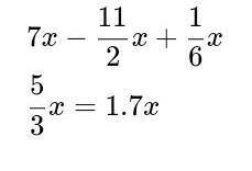 Упростите выражение 2 1/3x-1 1/2x+1/6x