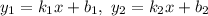 y_1 = k_1x+b_1, \ y_2 = k_2x+b_2