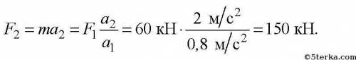 Сила 60 Н сообщает телу ускорение 5 м/с2. Вычислите силу, которая сообщит этому телу ускорение 4 м/с