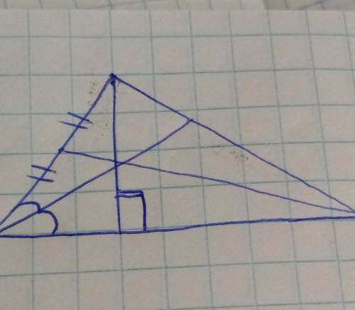 Побудувати гострокутний трикутникі провести в ньому медіану бесіктрису і висоту​