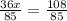 \frac{36x}{85} = \frac{108}{85}