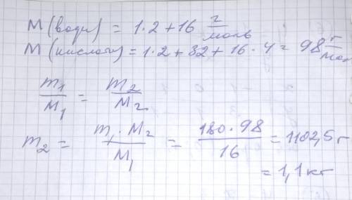 Определите массу соляной кислоты в которой содержится столько же молекул сколько и в 180г воды​