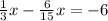 \frac{1}{3} x - \frac{6}{15} x = - 6