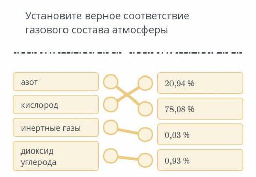 Установите верное соответствие газового состава атмосферы у меня Сор!❤️​