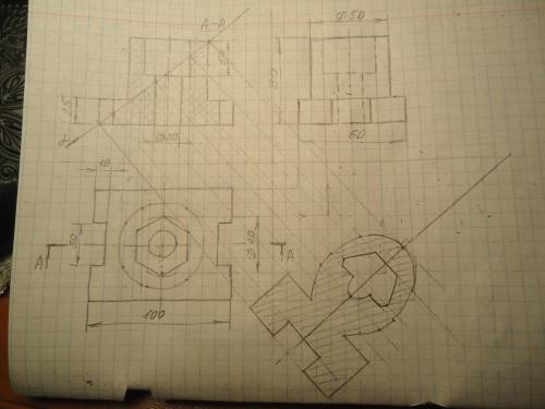 начертить в изометрии вид слева и сечение детали нужно
