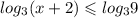 log_{3}(x + 2) \leqslant log_{3}9