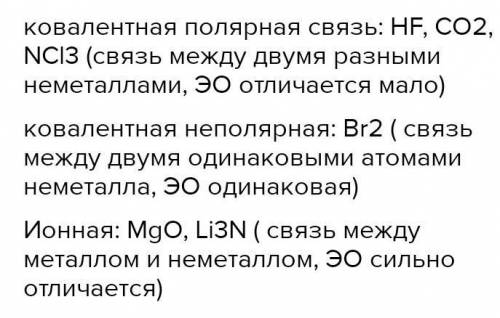 Серед наведених формул укажіть ті, що відповідають речовинам із йонним, ковалентним неполярним і ков