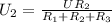 U_2 = \frac{UR_2}{R_1 + R_2 + R_3}