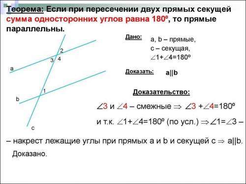 решите с рисункомЕсли при пересечении двух прямых секущей сумма внутренних односторонних углов отлич