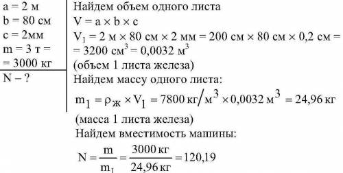 Грузоподъёмность машины — 6 т. Сколько листов железа можно погрузить в машину, если длина каждого ли